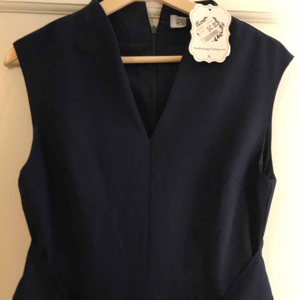 Navy blue jumpsuit with waist tie
